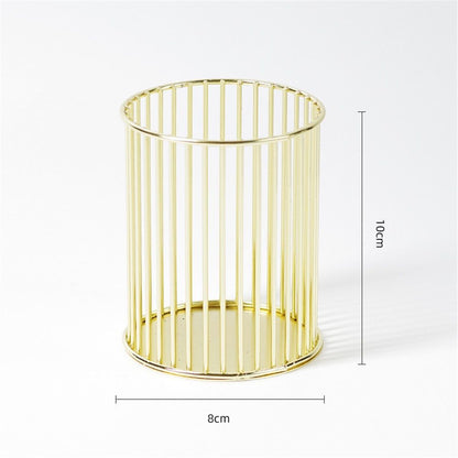Metal Pen Holder Cup for Desk Makeup Brushes Pencil Holders Home Office Organizer , Makeup Brushes Cup, Pencil Holders, Office&Home Organizer, Gold