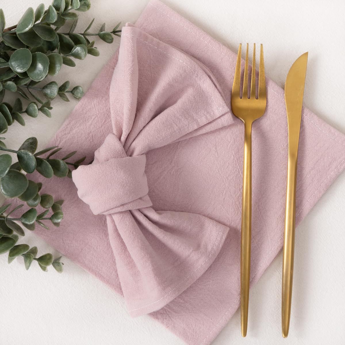 Fall Thanksgiving Washable Reusable Bulk Linen Cotton Napkins Set of 4 16"x16" for Wedding Party Bridal Baby Birthday Dining Table Decorations（dusty pink）