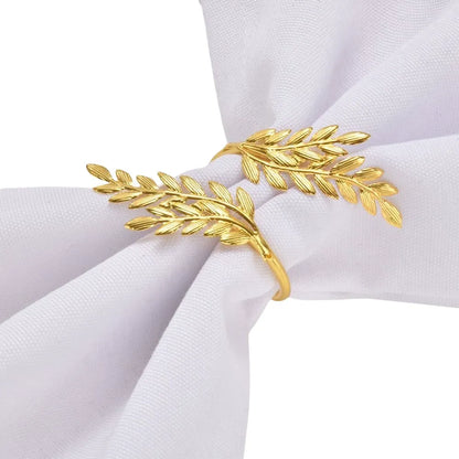 Gold Napkin Rings Set of 12 Metal Napkin Holder for Table Wheat Sheaf Napkin Rings for Dinning Table Parties