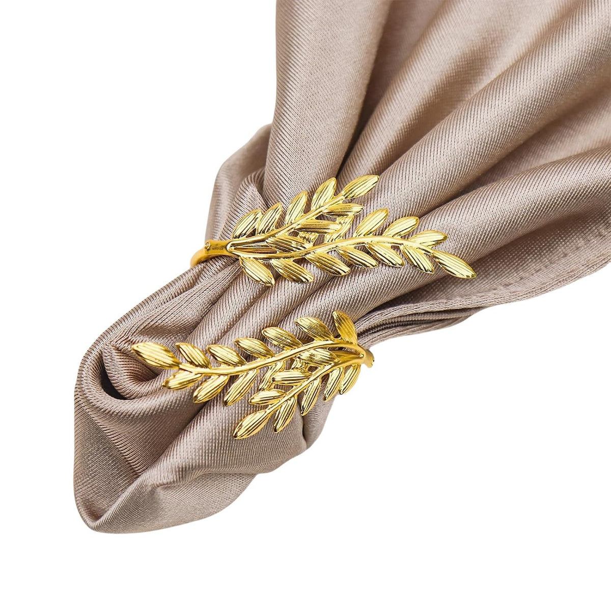Gold Napkin Rings Set of 12 Metal Napkin Holder for Table Wheat Sheaf Napkin Rings for Dinning Table Parties