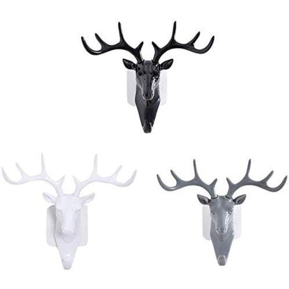 3 Pack Elephant Head / Deer Head Single Wall Hook/Hanger Animal Shaped Coat Hat Hook Heavy Duty, Rustic, Decorative Gift (Deer)
