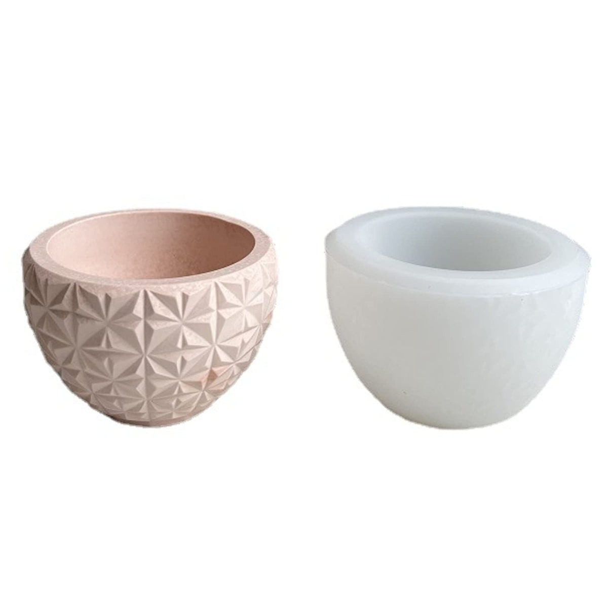 Diamond Texture Concrete Flower Pot Silicone Mold Plaster Succulent Planter Vase Mold Epoxy Resin Cement Clay Mould