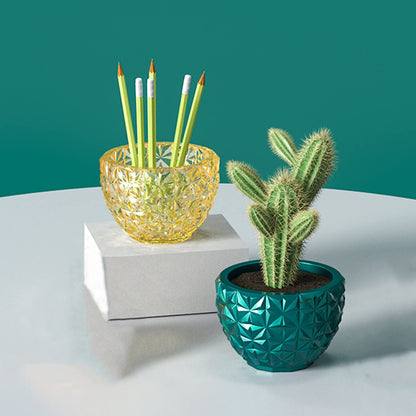 Diamond Texture Concrete Flower Pot Silicone Mold Plaster Succulent Planter Vase Mold Epoxy Resin Cement Clay Mould