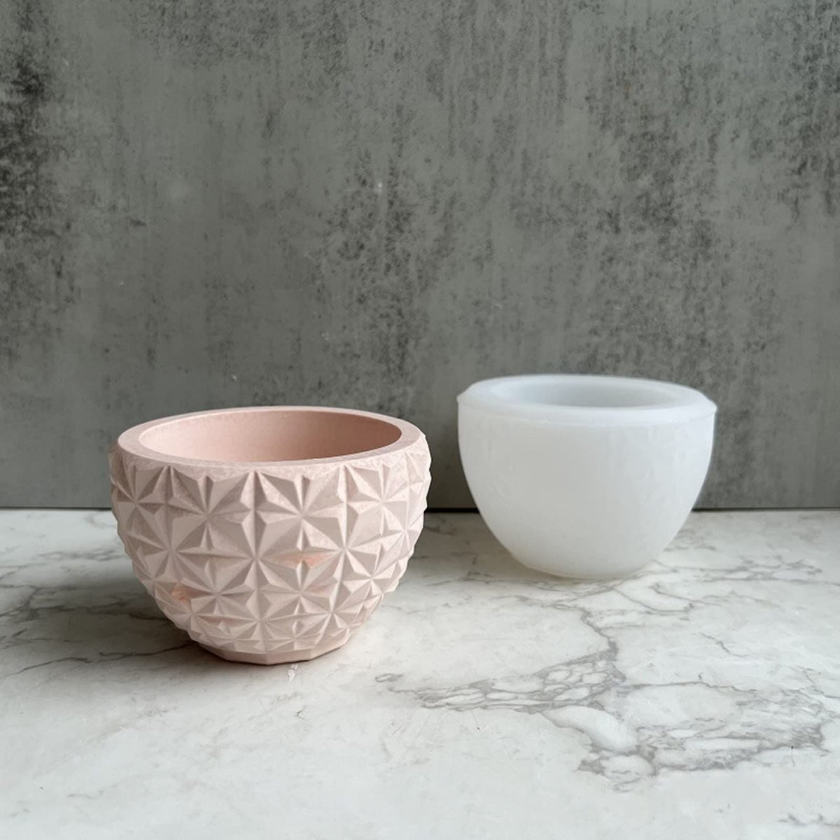 Diamond Texture Concrete Flower Pot Silicone Mold Plaster Succulent Planter Vase Mold Epoxy Resin Cement Clay Mould