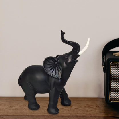 Desktop Figurines Resin Sculpture Feng Shui Decor Collections Elephant Statue Animal Figurine for Dining Room Office Holidays