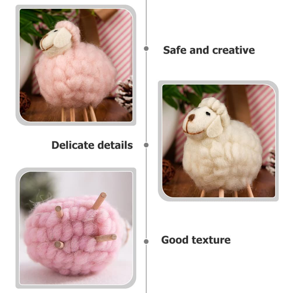 Home Decor 3Pcs Wool Felt Lamb Decoration Plush Sheep Figurine Table Ornament Farm Animal Decorative Figurines for Home