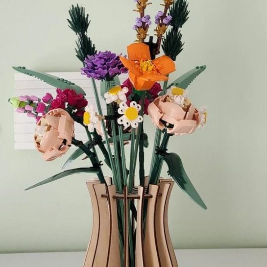Wooden Vase Kit for Lego Flowers Bouquet Cute Flower Vase Building Set for Lego Bouquet Arrangement Home Decoration