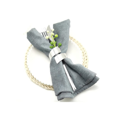 Silver Napkin Rings Set of Metal Napkin Ring Holder for Thanksgiving, Christmas Dinner Table Setting, Wedding, Holiday Parties