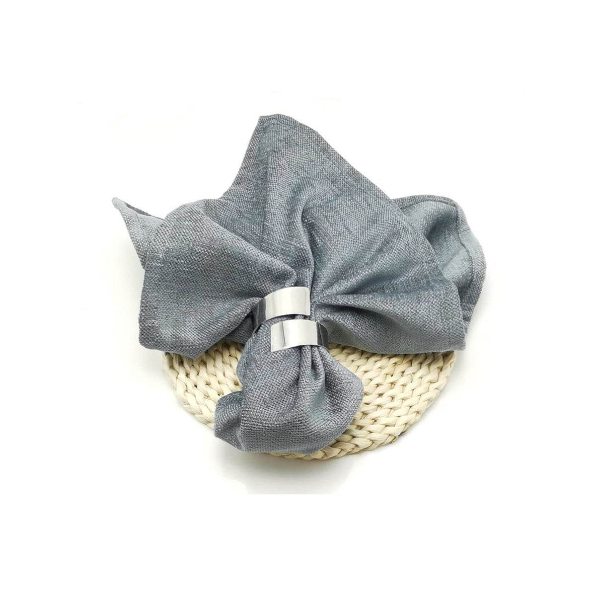 Silver Napkin Rings Set of Metal Napkin Ring Holder for Thanksgiving, Christmas Dinner Table Setting, Wedding, Holiday Parties