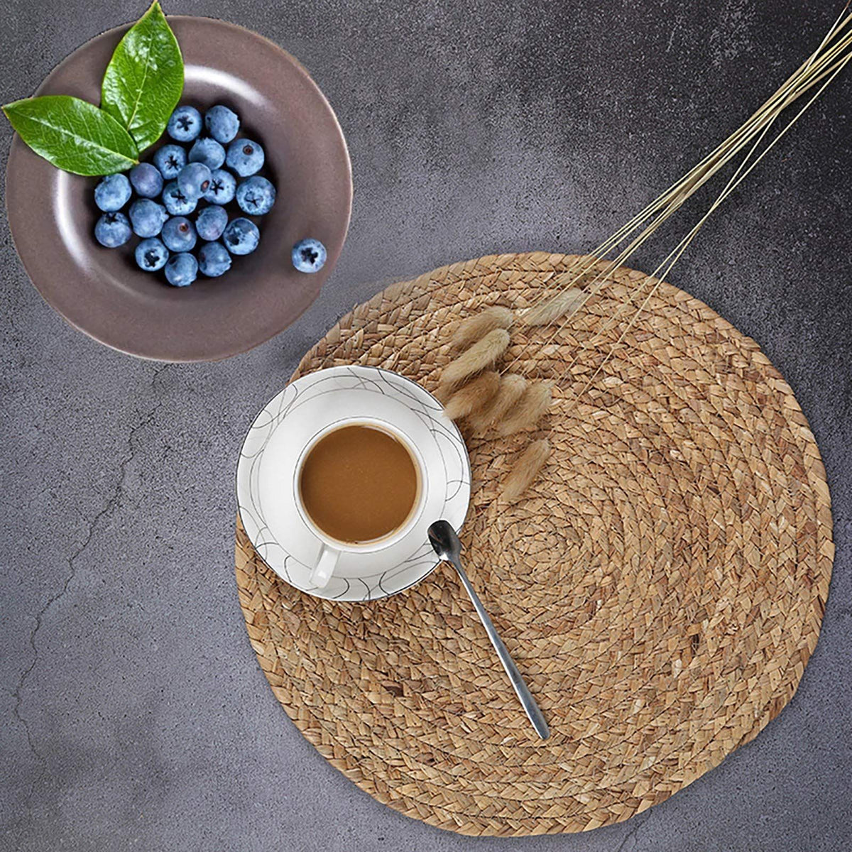 Jute Hand Braided Tablemat Set of  Natural Fiber Rustic Vintage Farmhouse Table top & Dining Table Round Placemat for Parties