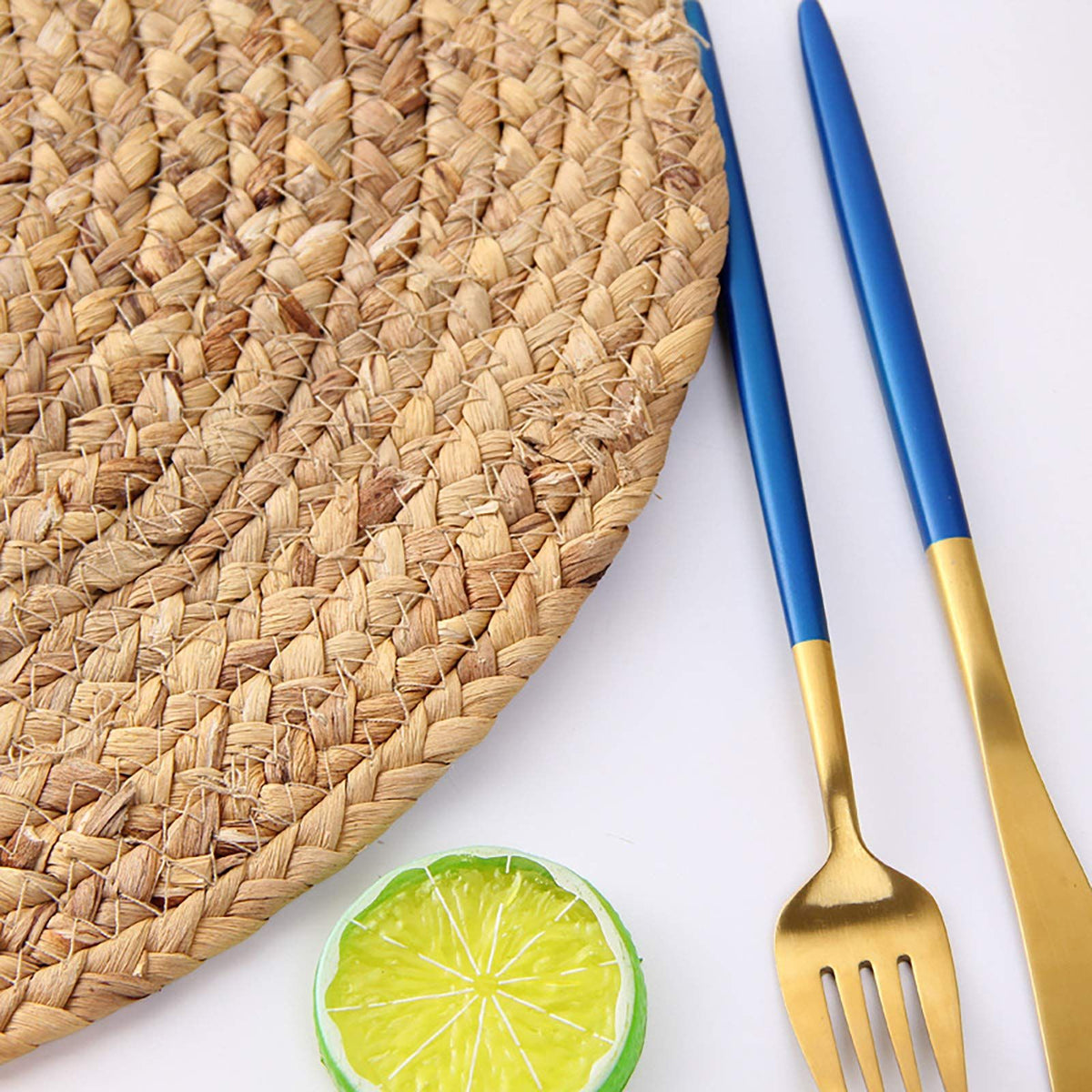 Jute Hand Braided Tablemat Set of  Natural Fiber Rustic Vintage Farmhouse Table top & Dining Table Round Placemat for Parties