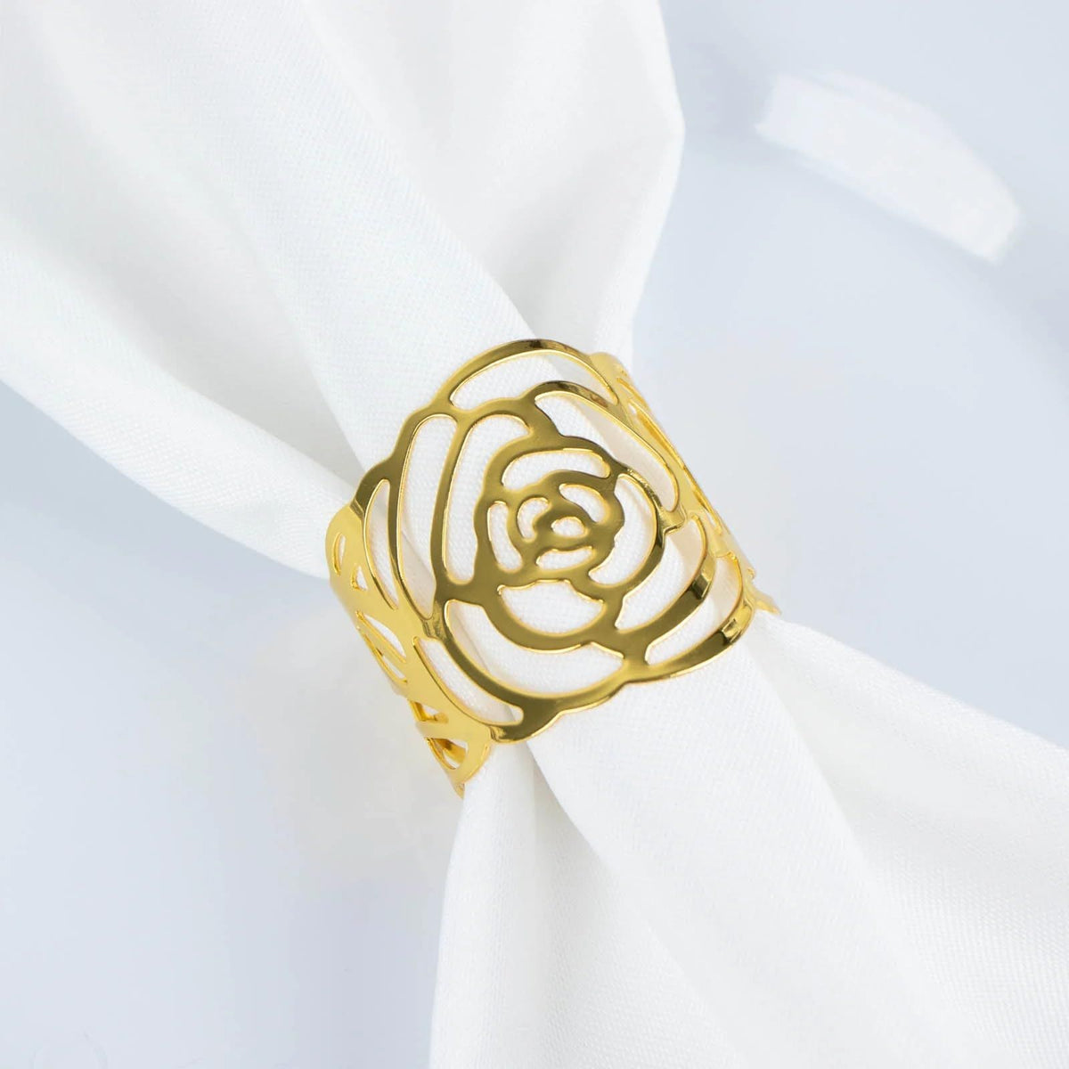 2pcs Napkin Rings of Hollow Metal Napkin Buckles Gold Napkin Rings Hotel Table Cloth Rings Gold Gold Finish