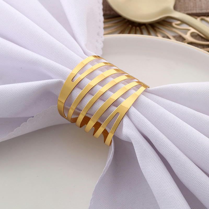 2pcs Napkin Rings of Hollow Metal Napkin Buckles Gold Napkin Rings Hotel Table Cloth Rings Gold Gold Finish