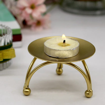 2 pcs European Style Iron Plate Candle Holder Pillar Base Gift Dinner Table Decoration, Candle Stand for Wax Candles