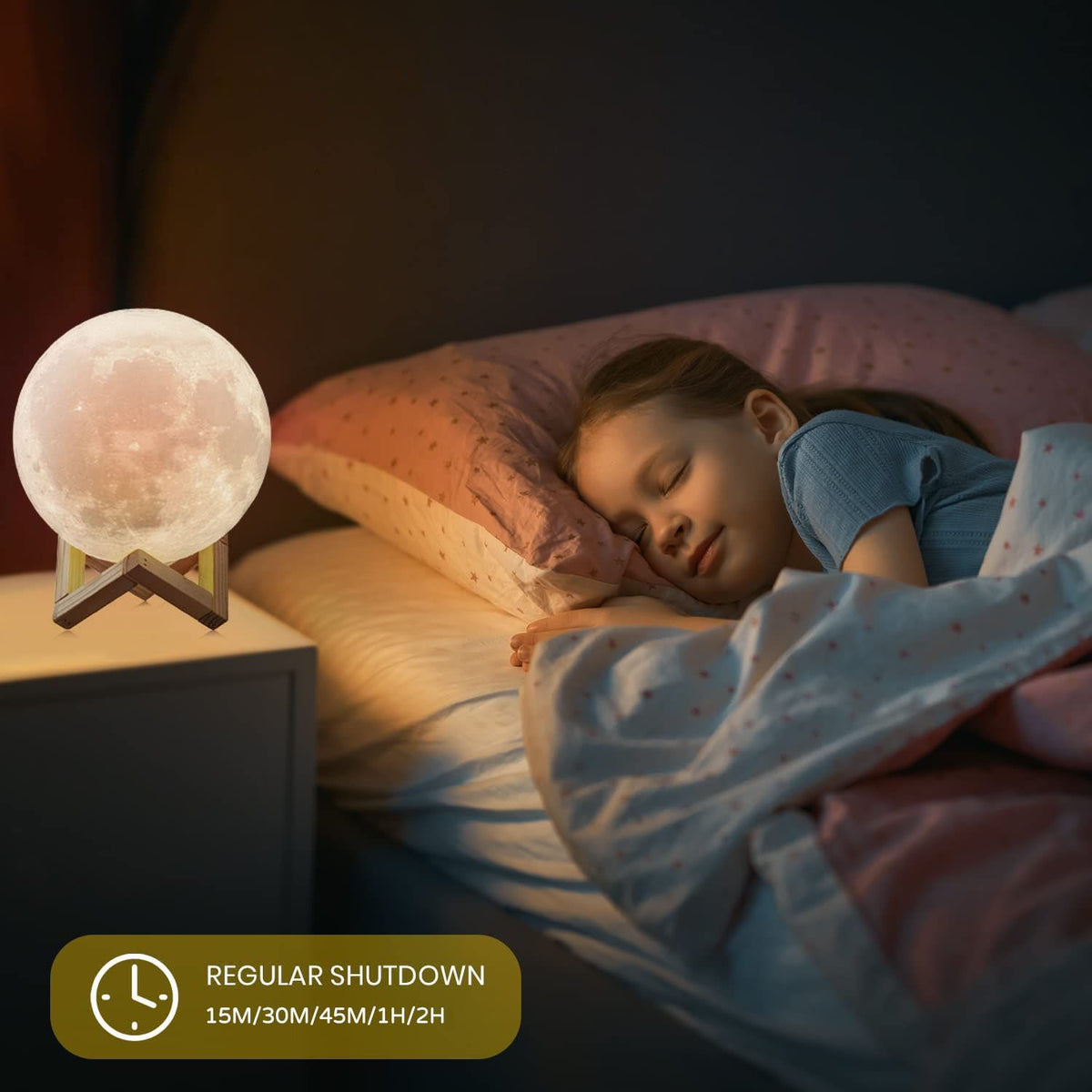 Moon Lamp for Bedroom Moon Night Light for Adults Kids Baby- Gifts for Girls Boys Women Men Remote Wooden Stand