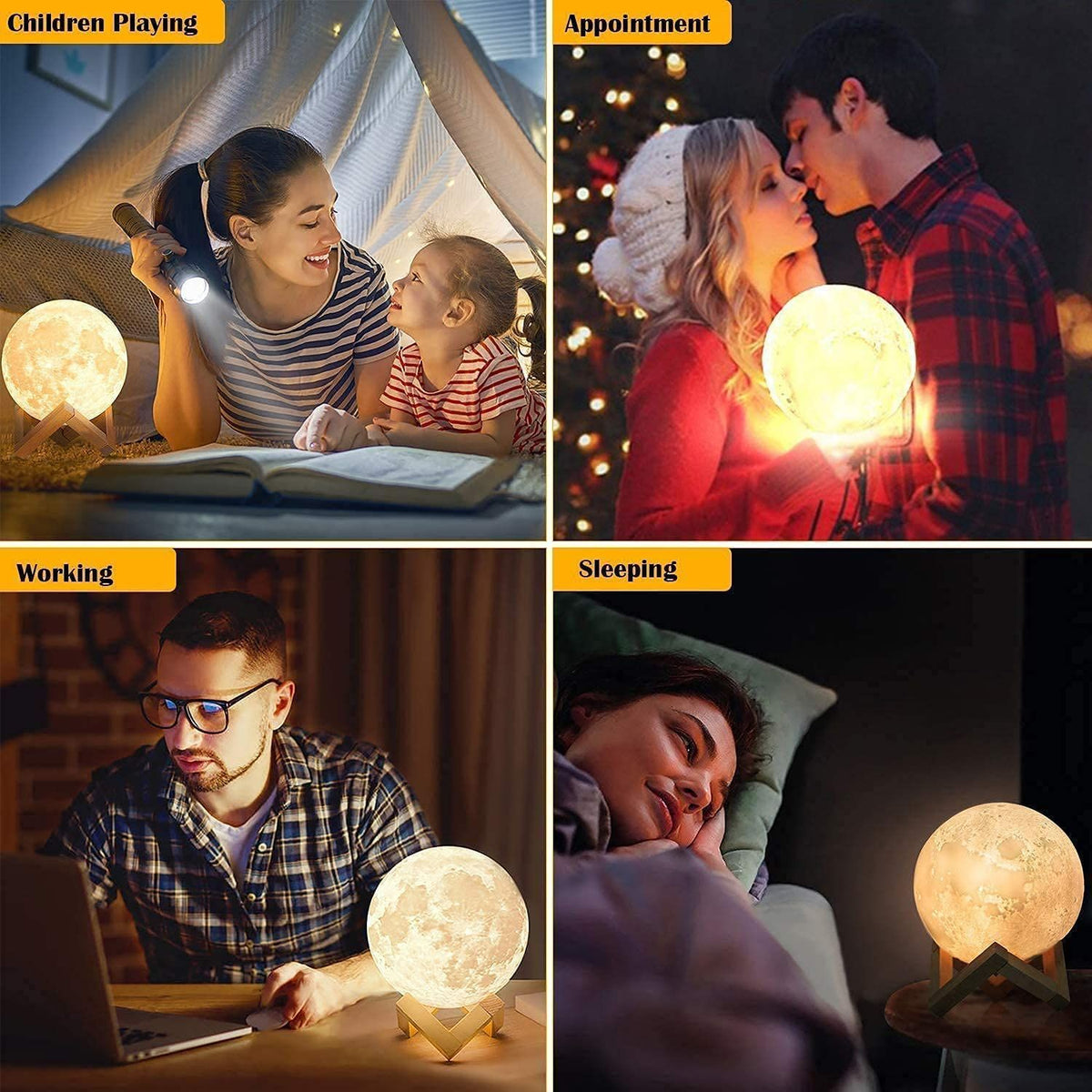 Moon Lamp for Bedroom Moon Night Light for Adults Kids Baby- Gifts for Girls Boys Women Men Remote Wooden Stand