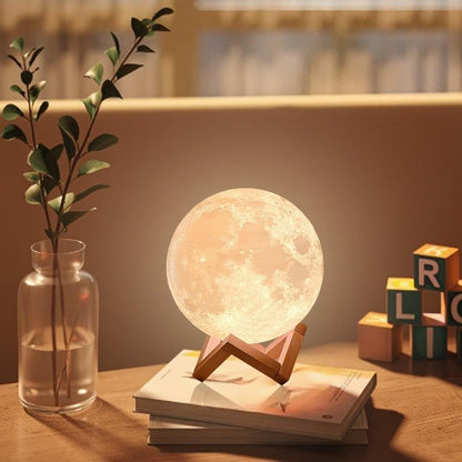 Moon Lamp for Bedroom Moon Night Light for Adults Kids Baby- Gifts for Girls Boys Women Men Remote Wooden Stand