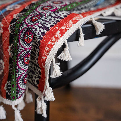 Indian Boho Curtain Ethnic Striped Curtain Tribal Hippy 1Panel Door Curtain Rod Pocket Semi-Blackout Curtain for Living Room