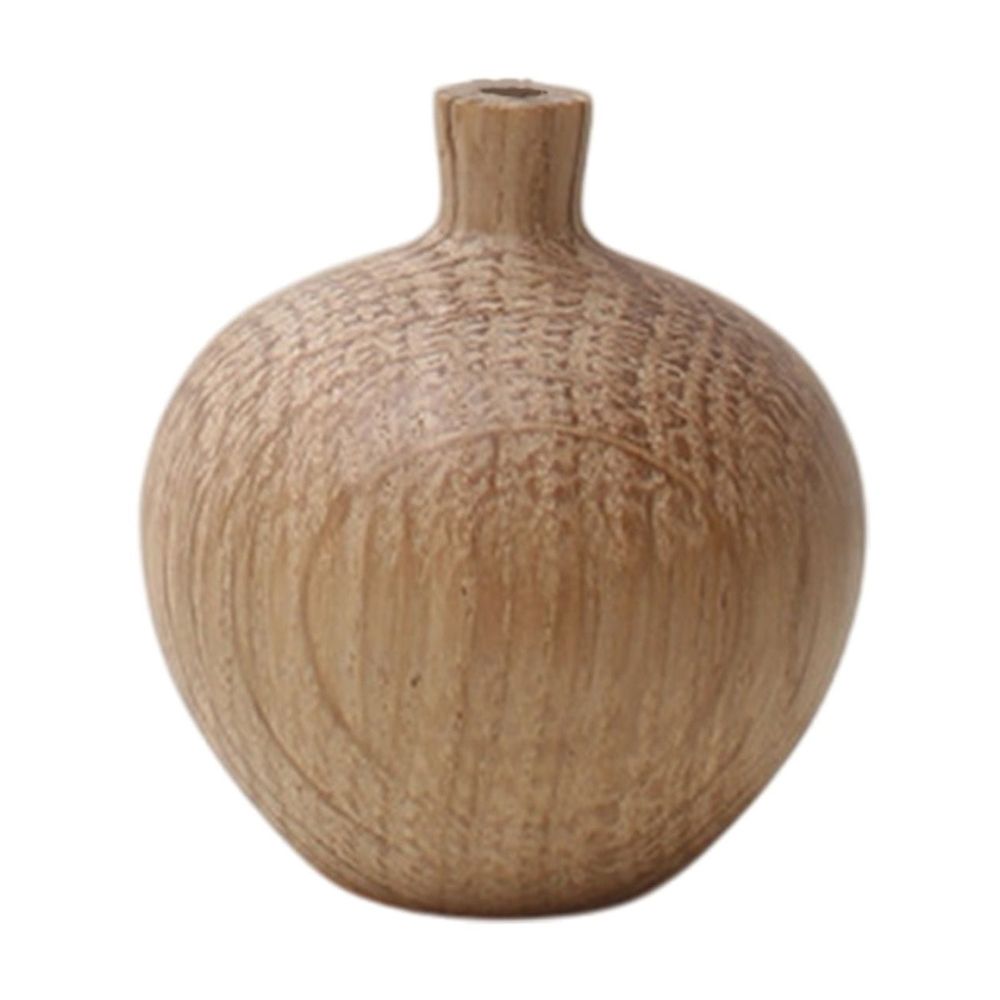 Handcrafted Wooden Vase | Natural Brown Home Decor | 5x4.5x4.5cm Rustic Flower Holder | Feng Shui Decor Piece | Living Room Centerpiece