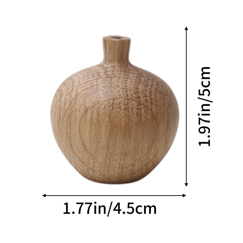 Handcrafted Wooden Vase | Natural Brown Home Decor | 5x4.5x4.5cm Rustic Flower Holder | Feng Shui Decor Piece | Living Room Centerpiece