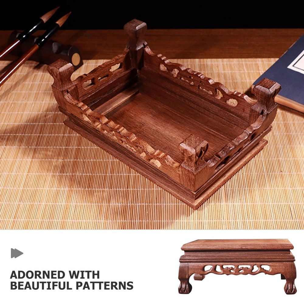 Sturdy Rectangular Wooden Base Stand for Flower Vase Crystal Ball and Oriental Furniture Display