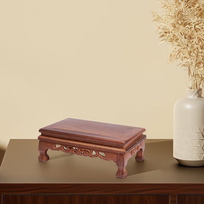Sturdy Rectangular Wooden Base Stand for Flower Vase Crystal Ball and Oriental Furniture Display