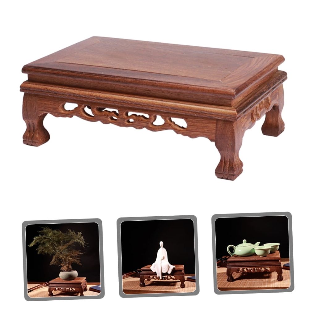 Sturdy Rectangular Wooden Base Stand for Flower Vase Crystal Ball and Oriental Furniture Display