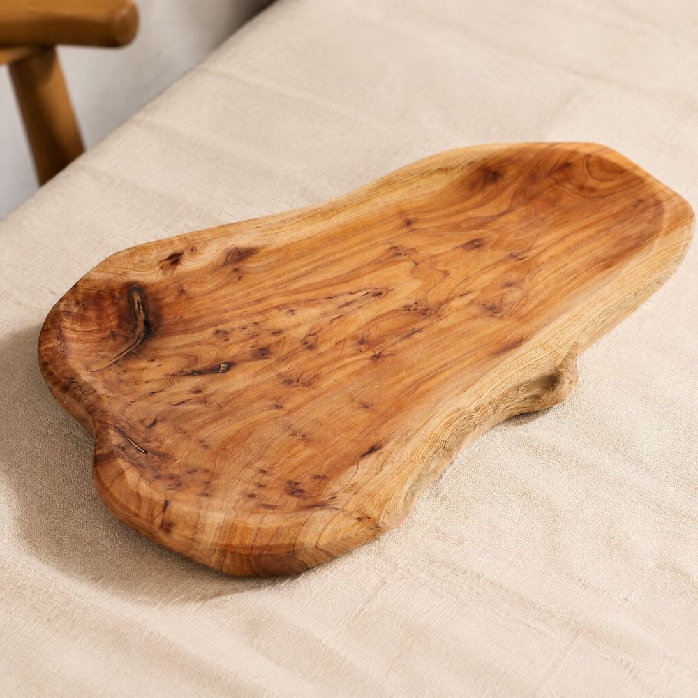 Light Brown Bamboo Tray for Storage Simple and Fashionable Design