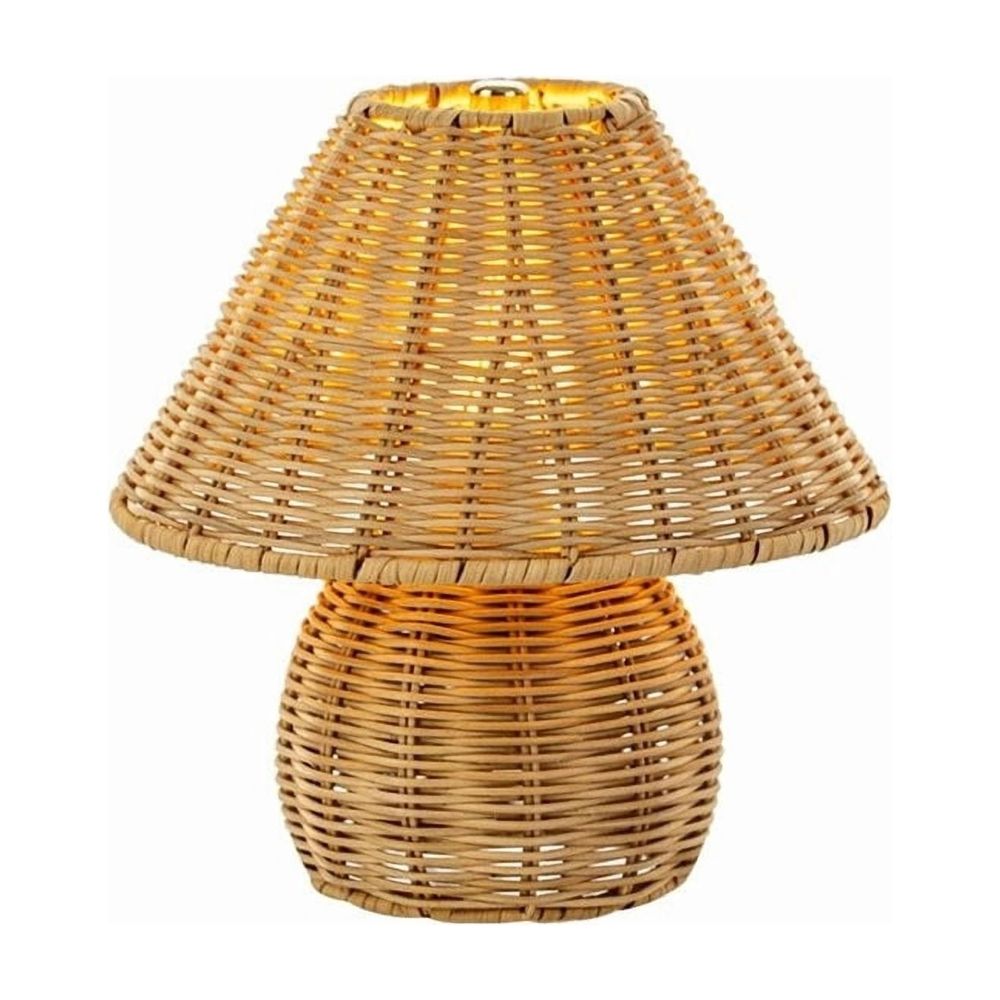 9" Rattan Portable Lamp, USB Rechargeable Cordless Wicker Desk Lamp with Dimmable LED, Boho Design Table Lamp for Home, Patio & Camping