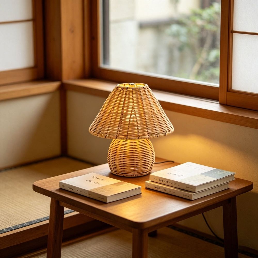 9" Rattan Portable Lamp, USB Rechargeable Cordless Wicker Desk Lamp with Dimmable LED, Boho Design Table Lamp for Home, Patio & Camping
