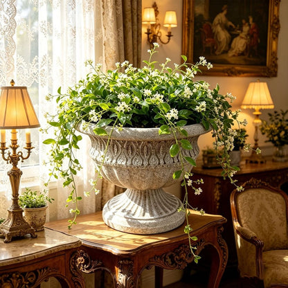 Antique European Iron Urn Planter for Outdoor Gardens Elegant Floor Vase Metal Decorative Jars for Garden Decor