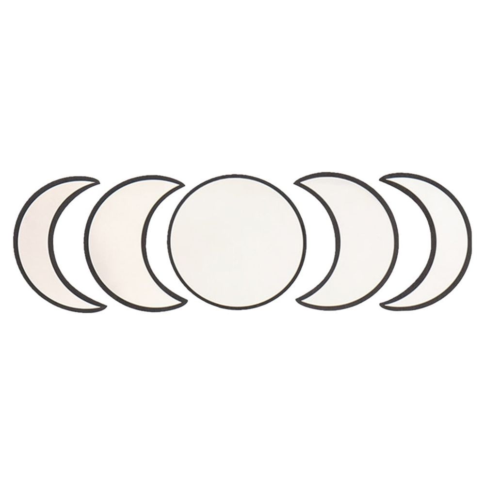 Wooden Frame Acrylic Mirror Set Nordic Style Phase Moon Wall Decor with Round and Crescent Shapes for Bedroom Living Room 10.4 Inch