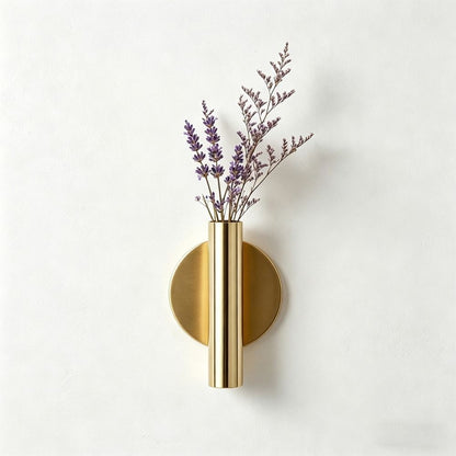 Champagne Gold Metal Wall Vase for Dried Flowers Grass or Faux Plants, Modern Home Decor for Living Room Bedroom Office Wall Art, 4.25x2.36x0.787in