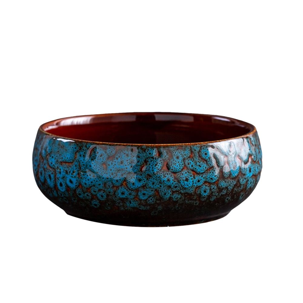 Lotus Bowl Planter â\x80\x93 Glazed Ceramic Water Pot for Indoor Outdoor Use, Shallow Hydroponic Vase for Lotus Seeds, Succulents, Bonsai, Water Lily Arrangement (Blue)