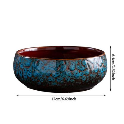 Lotus Bowl Planter â\x80\x93 Glazed Ceramic Water Pot for Indoor Outdoor Use, Shallow Hydroponic Vase for Lotus Seeds, Succulents, Bonsai, Water Lily Arrangement (Blue)