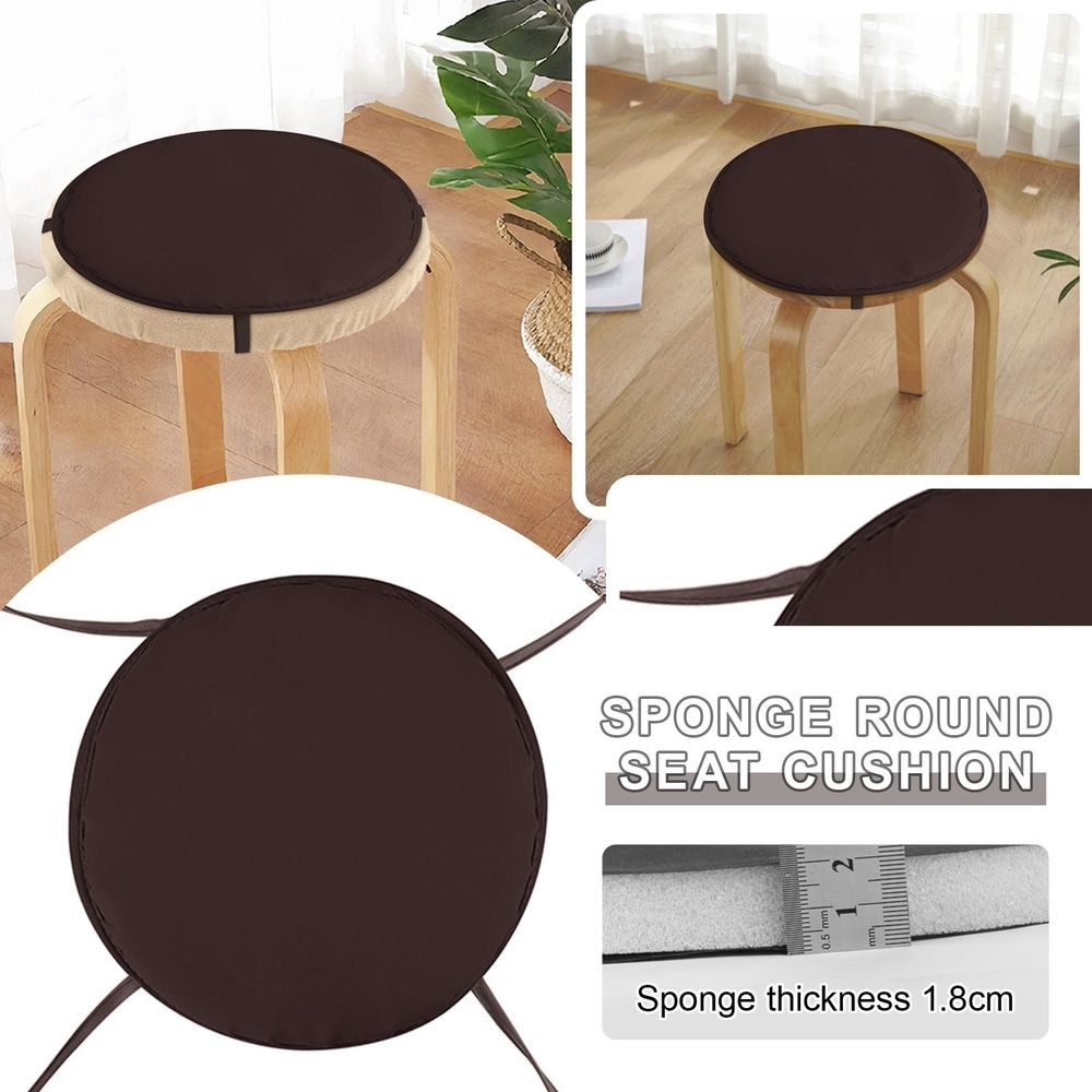 Tie Fastened Round Sponge Seat Cushion Pad, Multi Tone Chair Padding Matching Seat Cushion And Chair Cushions For Indoor Dining Patio Bistro Stool Furniture