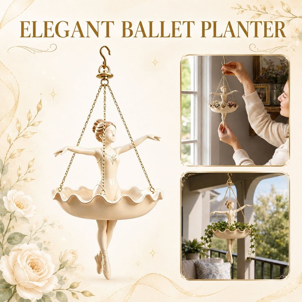 Ballet Dancer Hanging Planter Resin Flower Pot 5.91 Inch Weather Resistant Decorative Plant Container for Indoor Outdoor Garden Patio Balcony Porch Sunroom Decor
