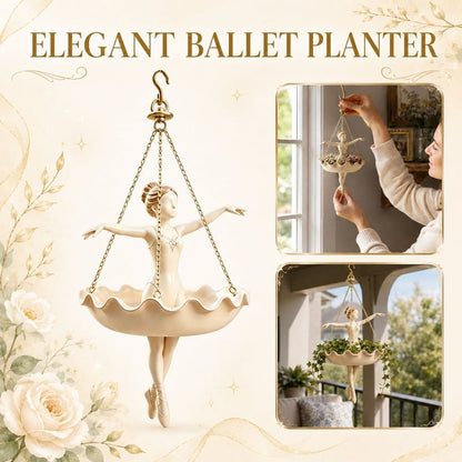 Ballet Dancer Hanging Planter Resin Flower Pot 5.91 Inch Weather Resistant Decorative Plant Container for Indoor Outdoor Garden Patio Balcony Porch Sunroom Decor