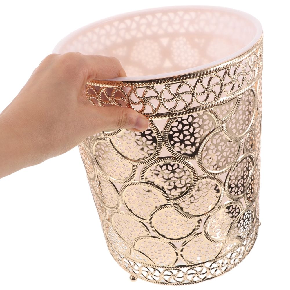 Round Metal Trash Can in for Bathroom, Kitchen, Bedroom - Daily Use Waste Bin