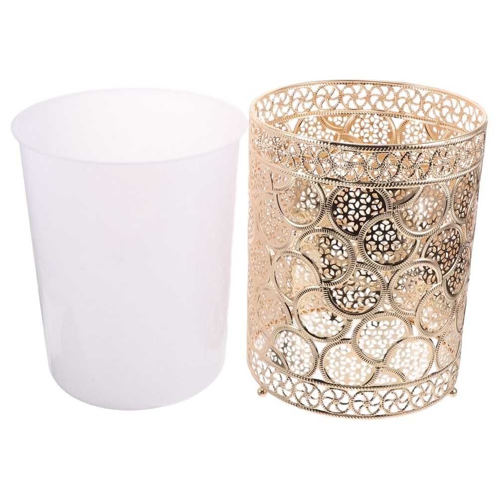 Round Metal Trash Can in for Bathroom, Kitchen, Bedroom - Daily Use Waste Bin