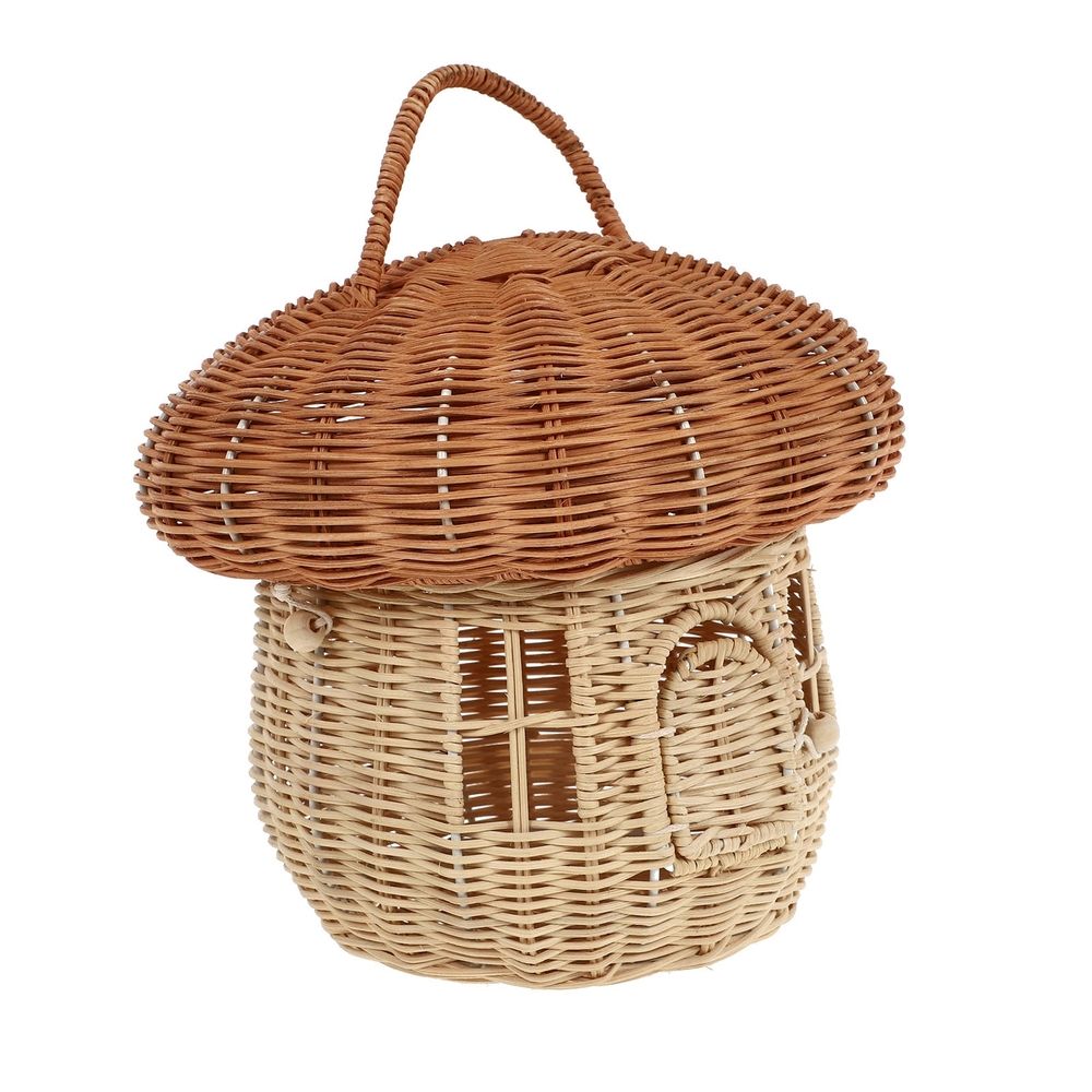 Light Brown Mushroom Shaped Woven Basket for Home Decor, Practical and Stylish Storage Solution