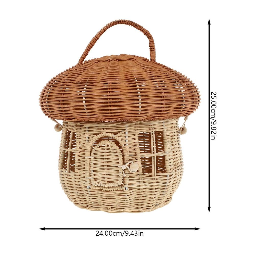Light Brown Mushroom Shaped Woven Basket for Home Decor, Practical and Stylish Storage Solution