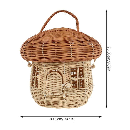 Light Brown Mushroom Shaped Woven Basket for Home Decor, Practical and Stylish Storage Solution