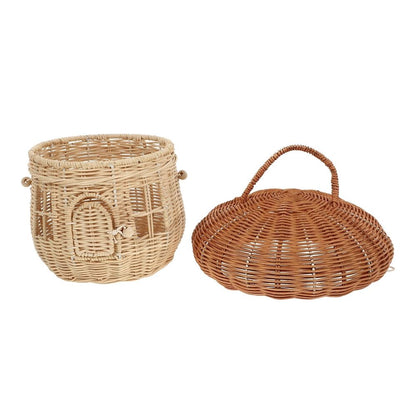 Light Brown Mushroom Shaped Woven Basket for Home Decor, Practical and Stylish Storage Solution