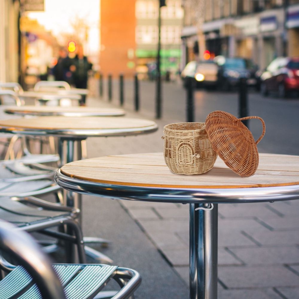 Light Brown Mushroom Shaped Woven Basket for Home Decor, Practical and Stylish Storage Solution