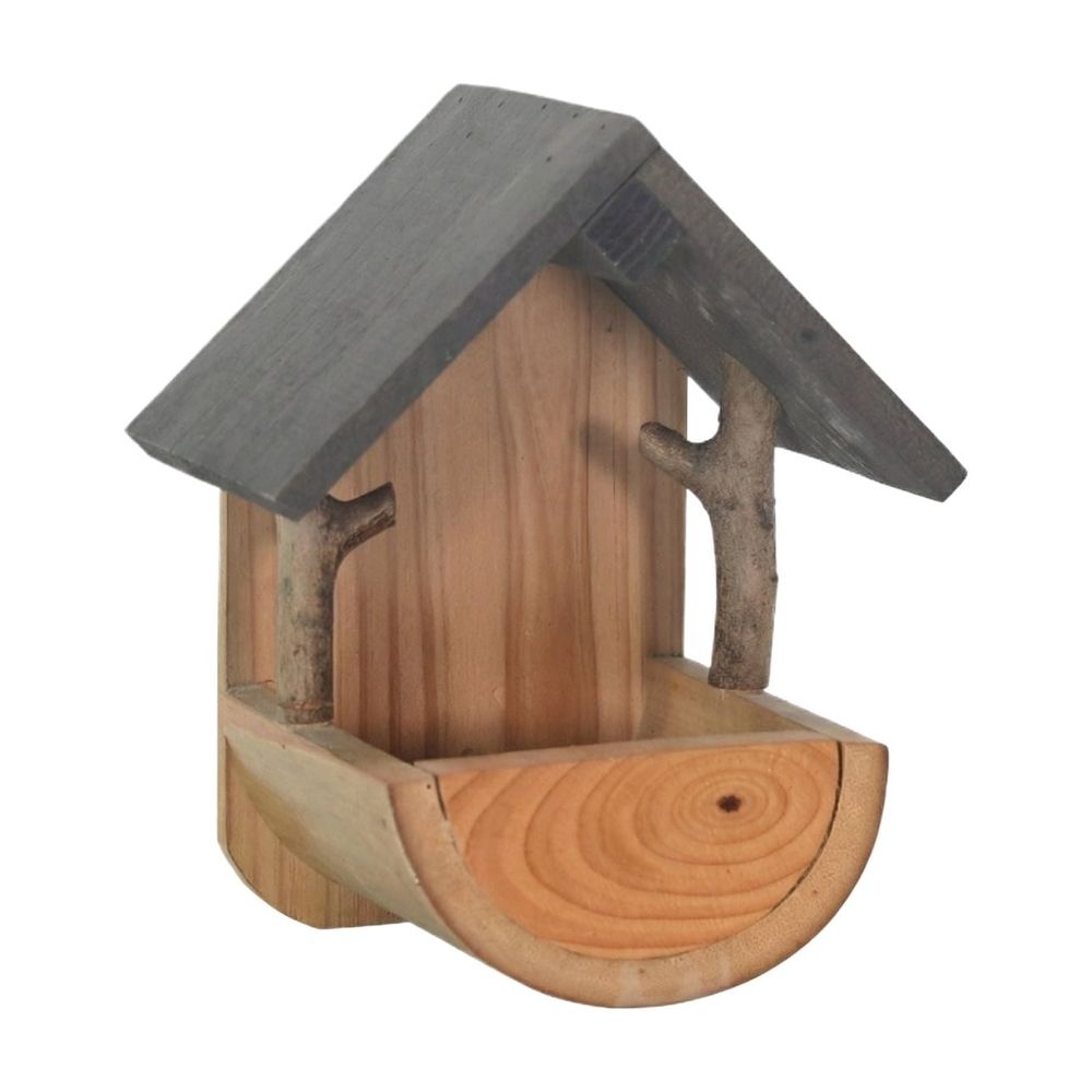 Wooden Bird Feeder Wall Mounted Creative Outdoor Ornament Large Capacity Weather Resistant Natural Wood Hanging Birdhouse for Garden Yard Wildlife Songbirds and Finches