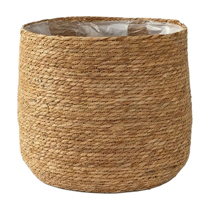 Natural Woven Rattan Plant Pot Cover and Decorative Flower Basket Breathable Grass Floor Standing Planter for Living Room Indoor Greenery and Patio Decor Rustic Style
