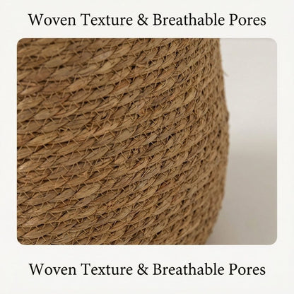 Natural Woven Rattan Plant Pot Cover and Decorative Flower Basket Breathable Grass Floor Standing Planter for Living Room Indoor Greenery and Patio Decor Rustic Style