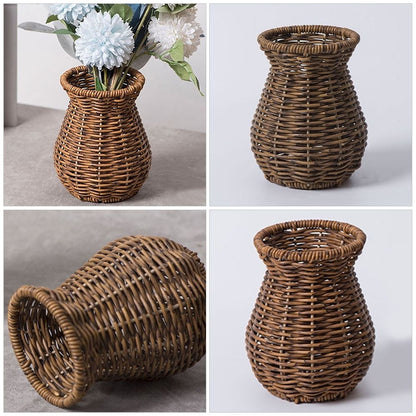 Brown Decorative Flower Vase Set with Natural Texture, Unique Home Decor for Living Room, Office, and Modern Spaces