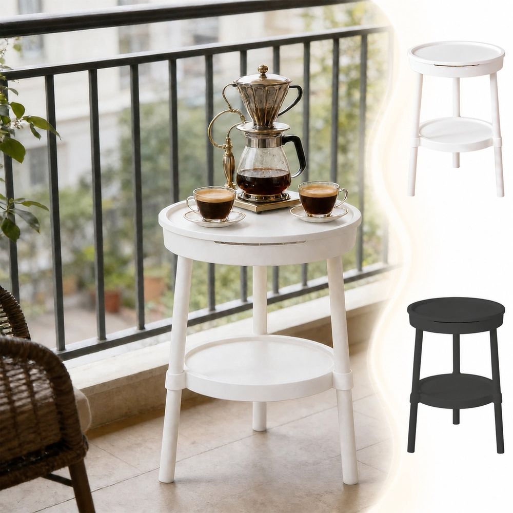 Multifunctional Side Table with Storage Shelf - Small Coffee Table with Study Desk Function for Living Room Bedroom - Compact Bedside Table with Shelf - Portable End Table for Small Spaces